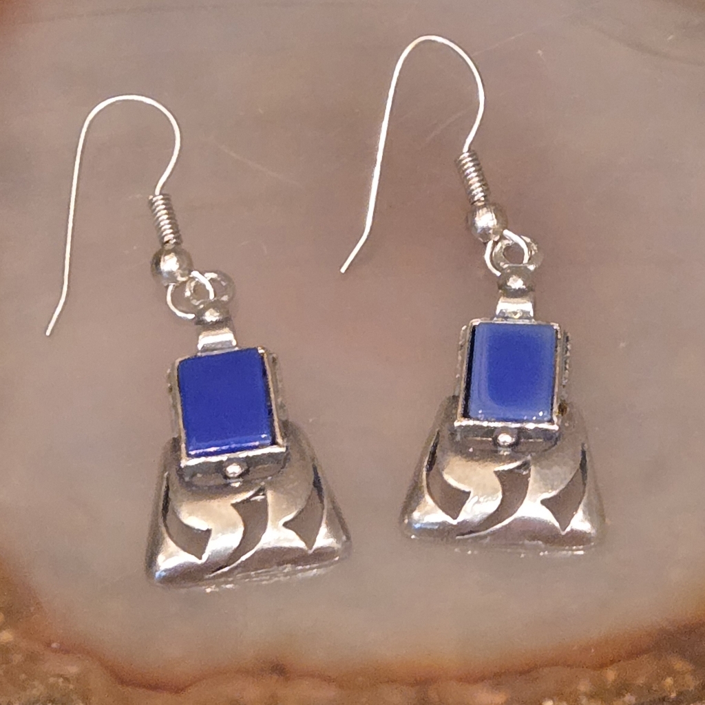 Sterling Silver Lapis Lazui Filigree Earrings